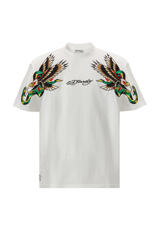 Mens Double-Vintage-Eagle-Snake Tshirt - White