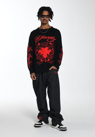 Mens Love Kill La Jaquard Knitted Jumper - Black