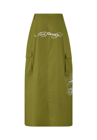 Womens Koi Wave Cargo Skirt - Green