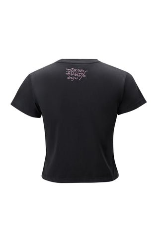 Womens Vintage Burning Cross Baby T-Shirt - Black