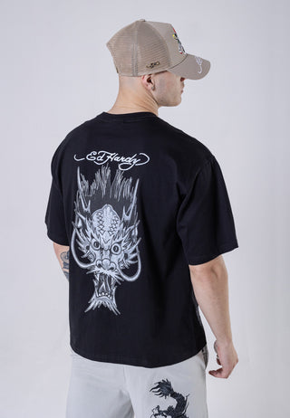 Mens Dragons-Back Tonal T-Shirt - Black