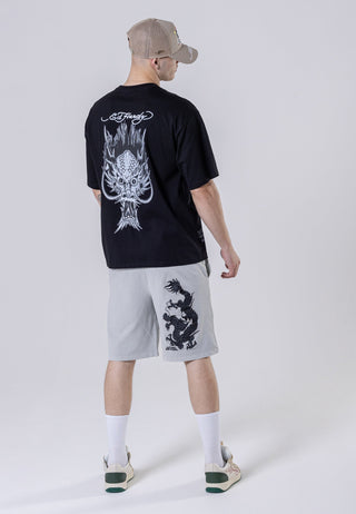 Mens Dragons-Back Tonal T-Shirt - Black