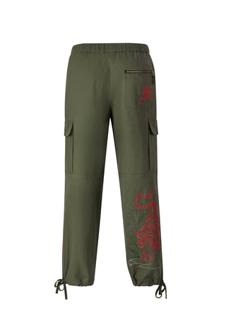 Mens Jungle Tiger Cargo Pants Trousers - Olive