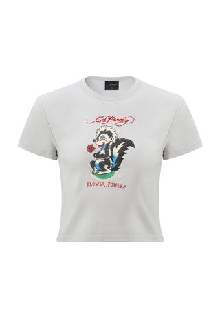 Womens Skunk-Power Baby T-Shirt - Grey
