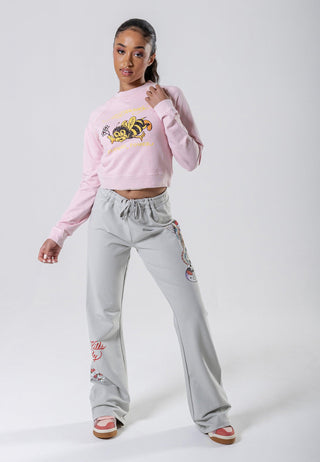 Womens Top-Buzz Cropped Crew Neck Jumper - Pink