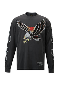 Mens Eagle-Japan Long Sleeve T-Shirt - Charcoal