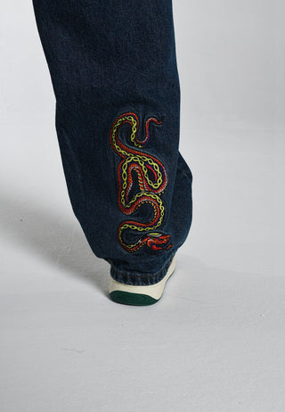 Mens Flamer-Snake Baggy Jeans - Indigo