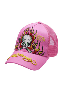 Unisex Hell-Fire Twill Front Mesh Trucker Cap - Pink