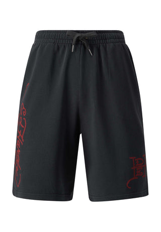 Mens Fireball Dragon Sweat Shorts - Washed Black