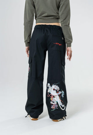 Womens Mystic Panther Cargo Pants Trousers - Black
