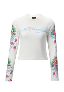 Womens Mystic Panther Long Sleeve T-Shirt - White