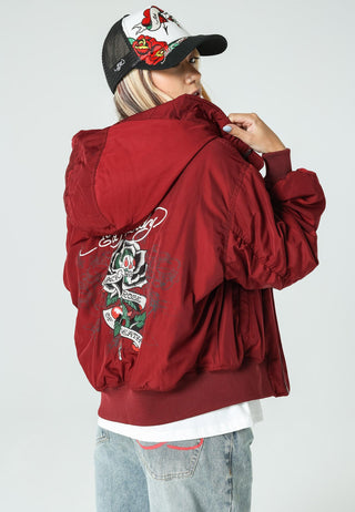 Womens Rose-Of-Death M41 Bomber Jacket - Red