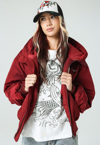 Womens Rose-Of-Death M41 Bomber Jacket - Red